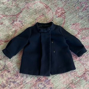 Baby Gap navy blue coat with bow
